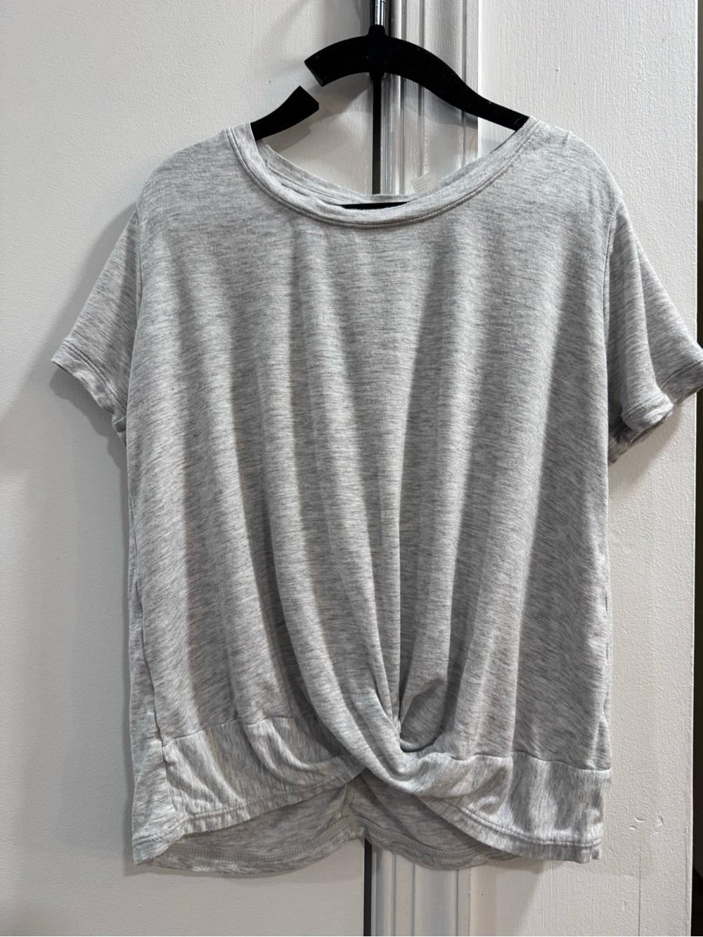 Zella Girl Heather Gray Twist-Front Short Sleeve Tee